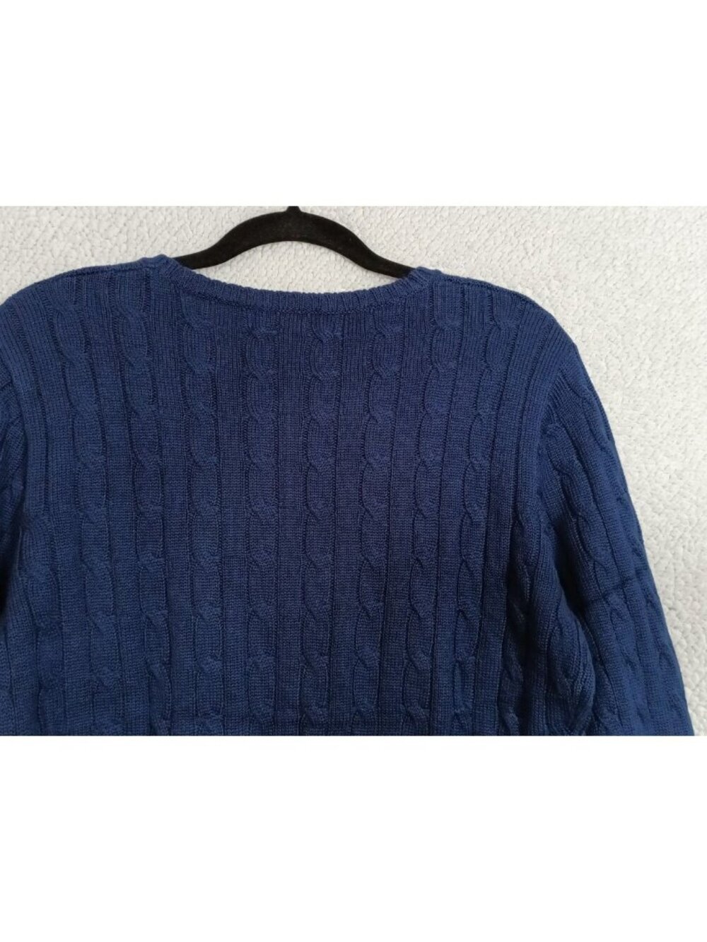 Women's Long Sleeve Cable Knit Sweater Size M Royal Blue Crewneck Ribbed Hem.... - Picture 11 of 12